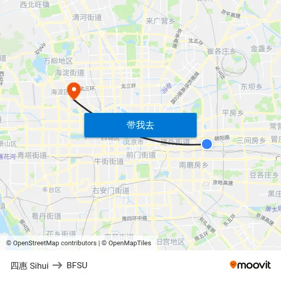 四惠 Sihui to BFSU map