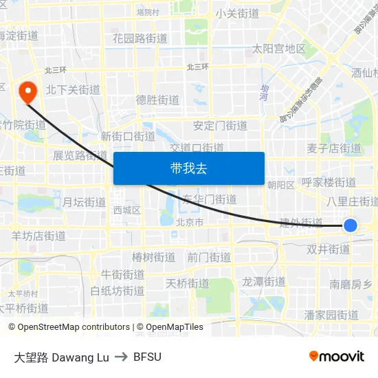 大望路 Dawang Lu to BFSU map