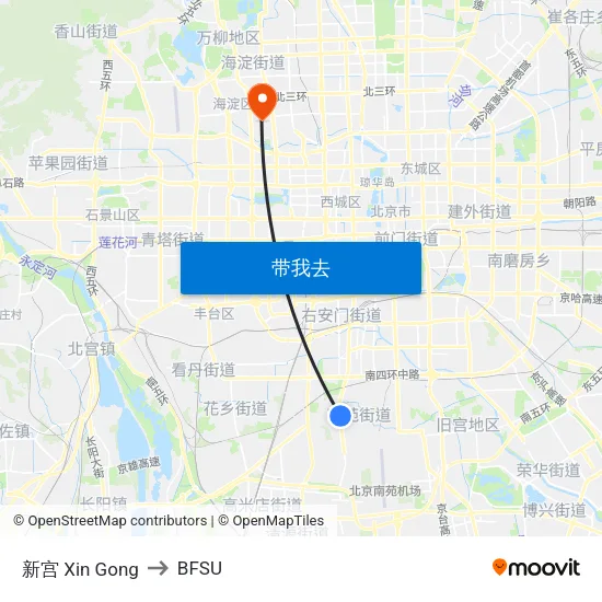 新宫 Xin Gong to BFSU map