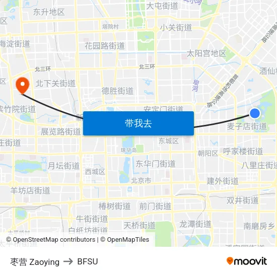 枣营 Zaoying to BFSU map