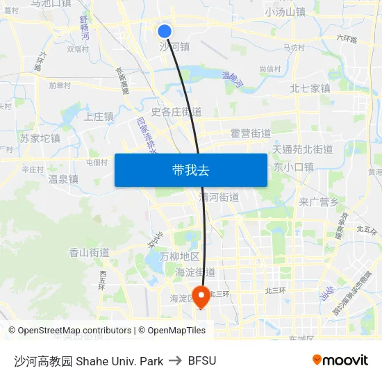 沙河高教园 Shahe Univ. Park to BFSU map