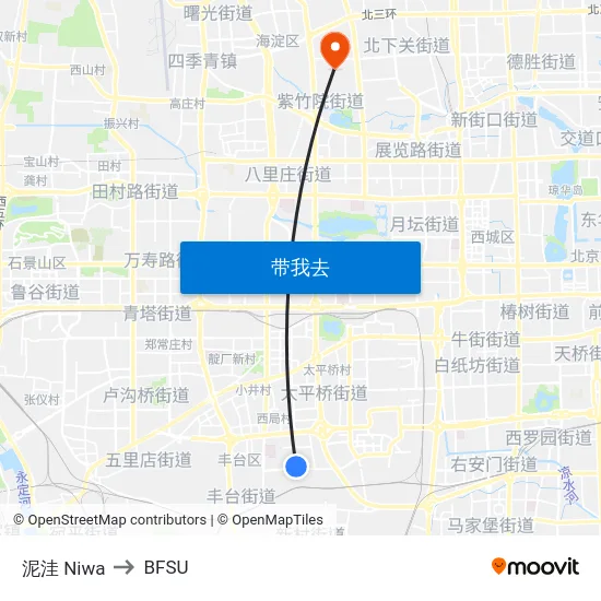 泥洼 Niwa to BFSU map