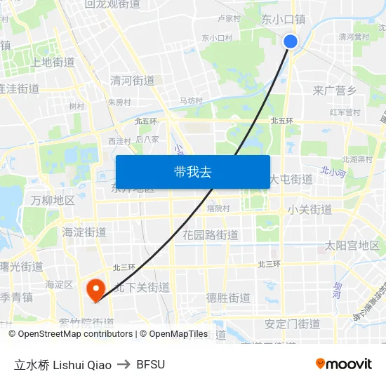 立水桥 Lishui Qiao to BFSU map
