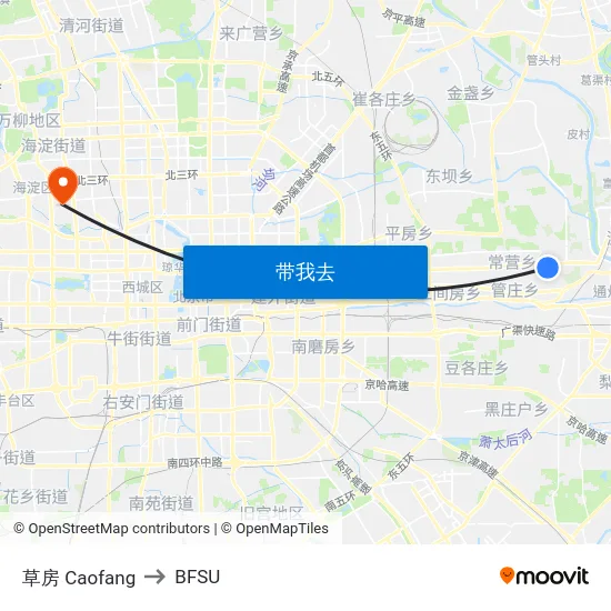 草房 Caofang to BFSU map