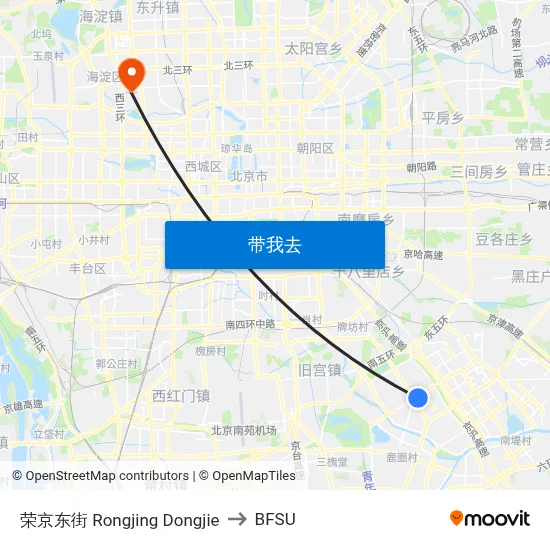 荣京东街 Rongjing Dongjie to BFSU map