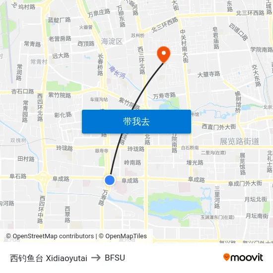 西钓鱼台 Xidiaoyutai to BFSU map