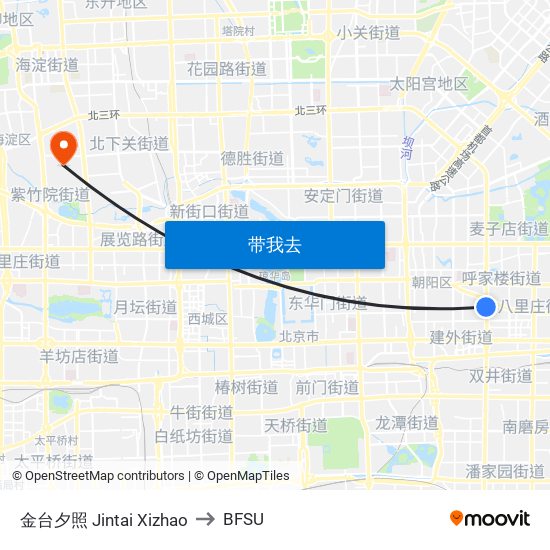 金台夕照 Jintai Xizhao to BFSU map