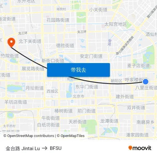 金台路 Jintai Lu to BFSU map