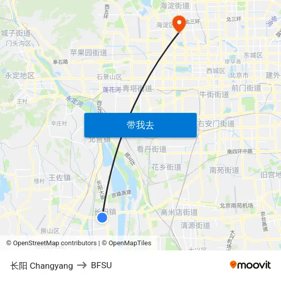长阳 Changyang to BFSU map