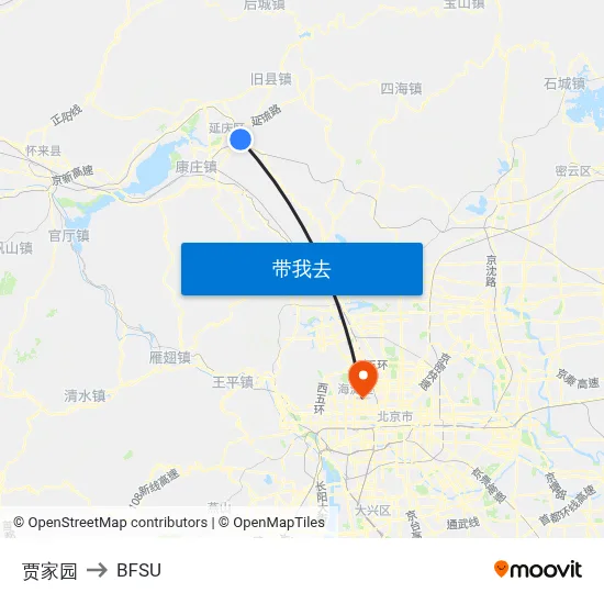 贾家园 to BFSU map