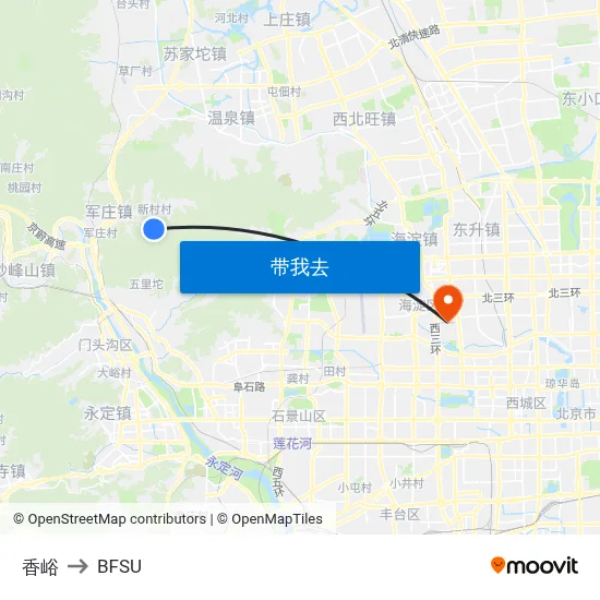 香峪 to BFSU map