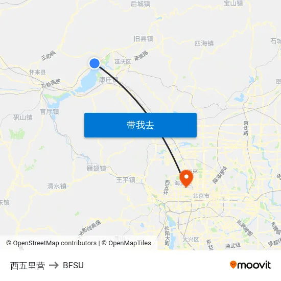 西五里营 to BFSU map