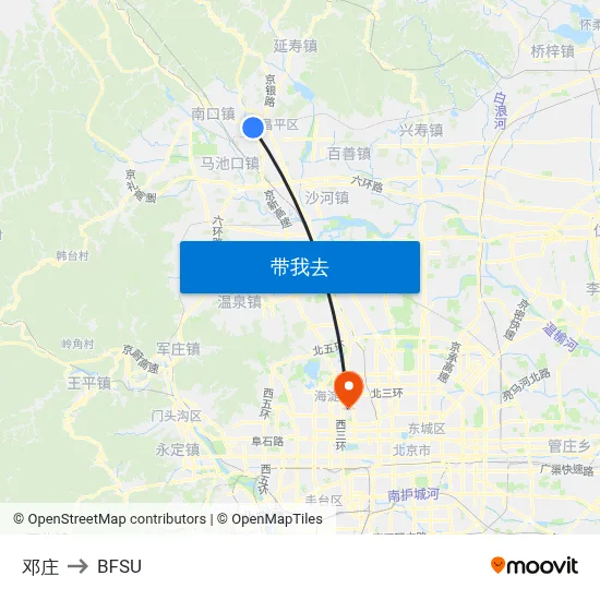邓庄 to BFSU map
