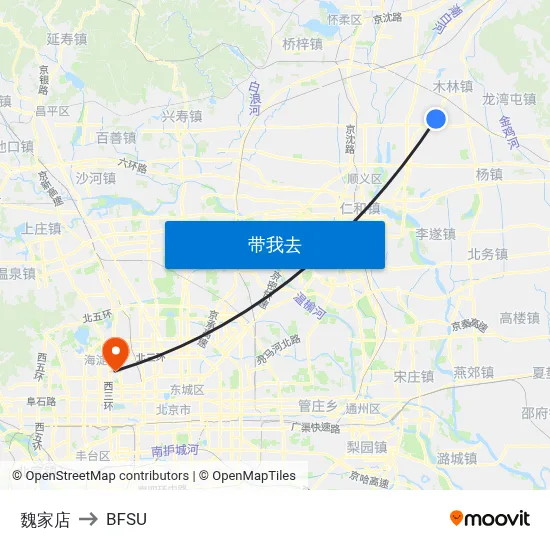 魏家店 to BFSU map
