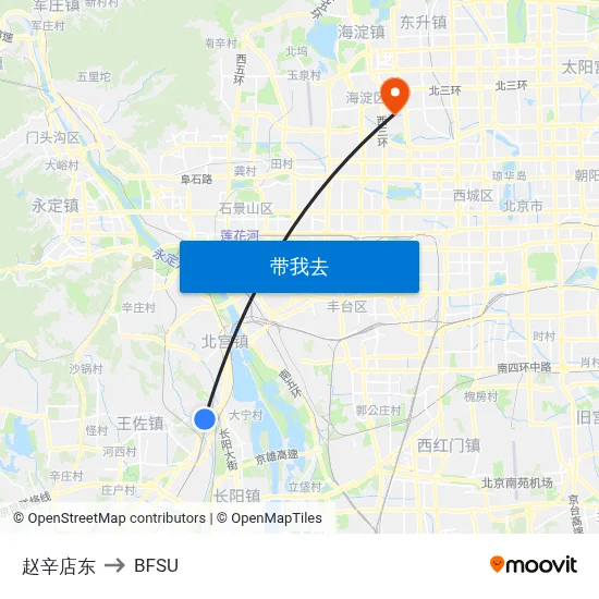 赵辛店东 to BFSU map