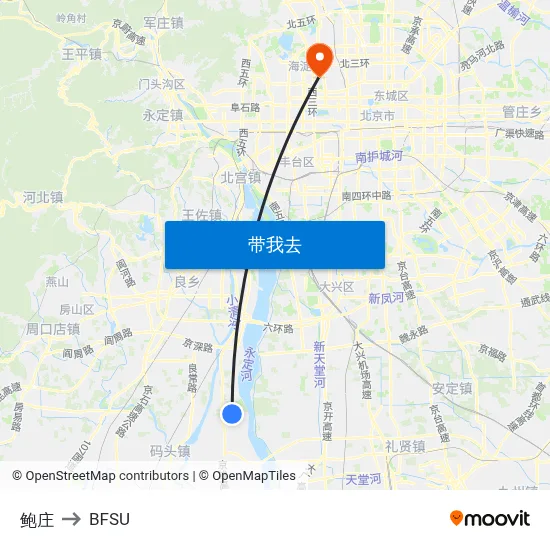 鲍庄 to BFSU map