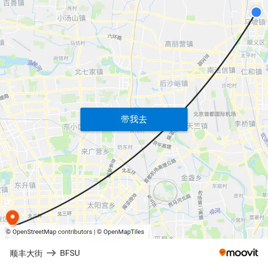 顺丰大街 to BFSU map