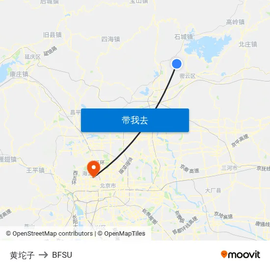 黄坨子 to BFSU map