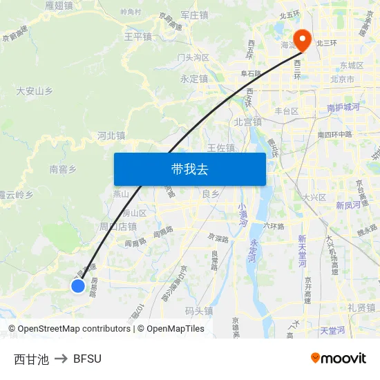 西甘池 to BFSU map