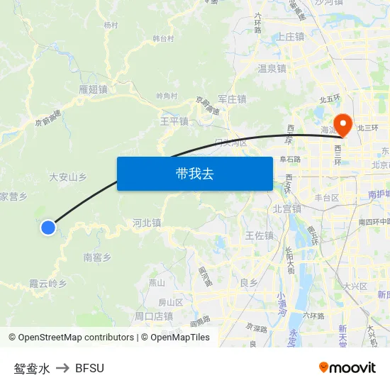 鸳鸯水 to BFSU map
