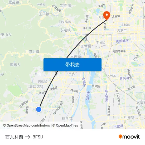 西东村西 to BFSU map