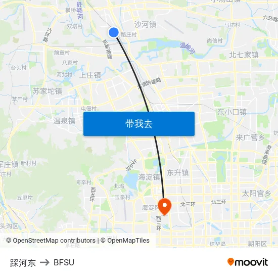 踩河东 to BFSU map