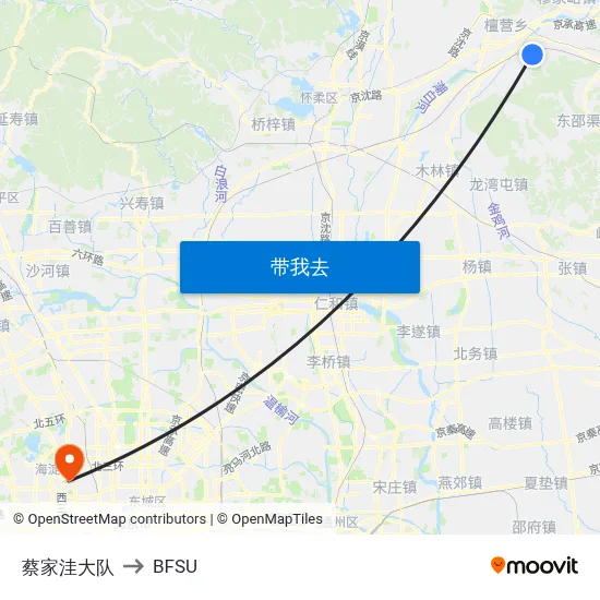 蔡家洼大队 to BFSU map