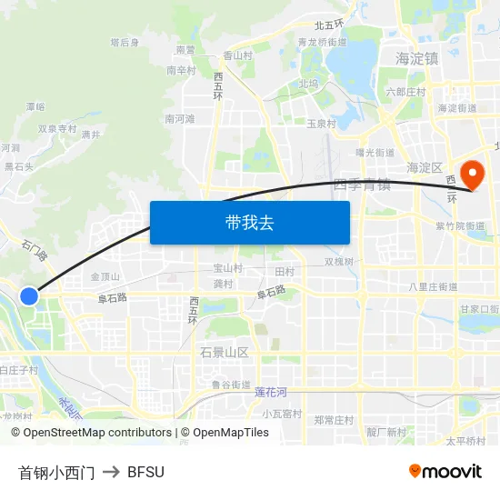 首钢小西门 to BFSU map