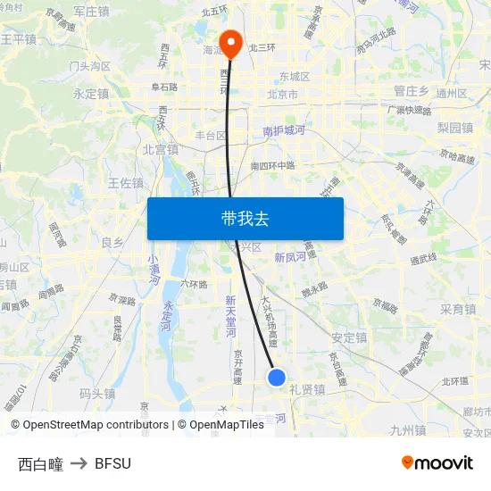 西白疃 to BFSU map