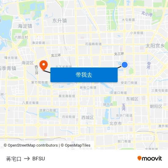 蒋宅口 to BFSU map