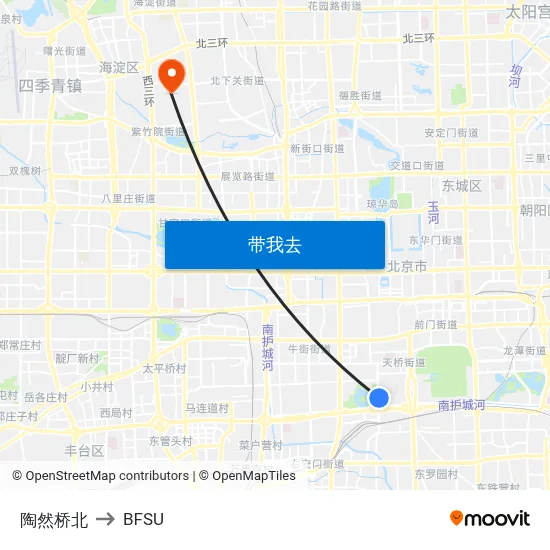 陶然桥北 to BFSU map