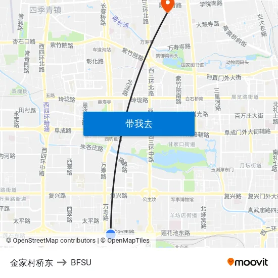 金家村桥东 to BFSU map