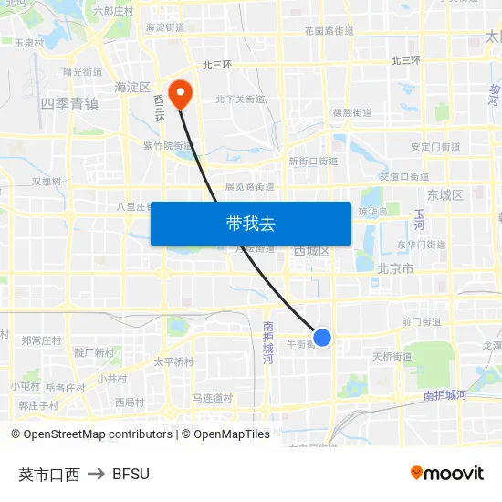 菜市口西 to BFSU map