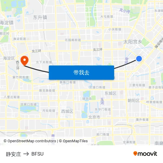 静安庄 to BFSU map