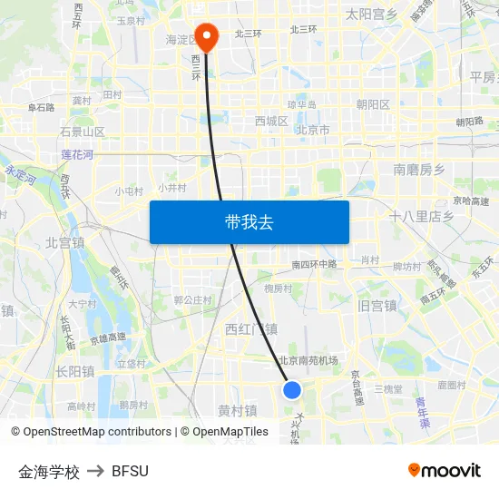 金海学校 to BFSU map