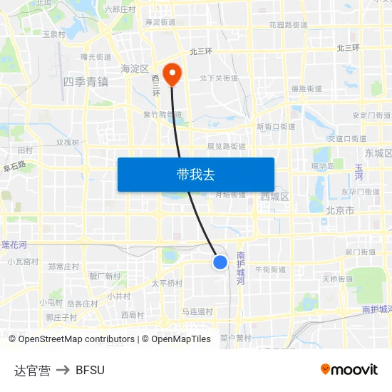 达官营 to BFSU map