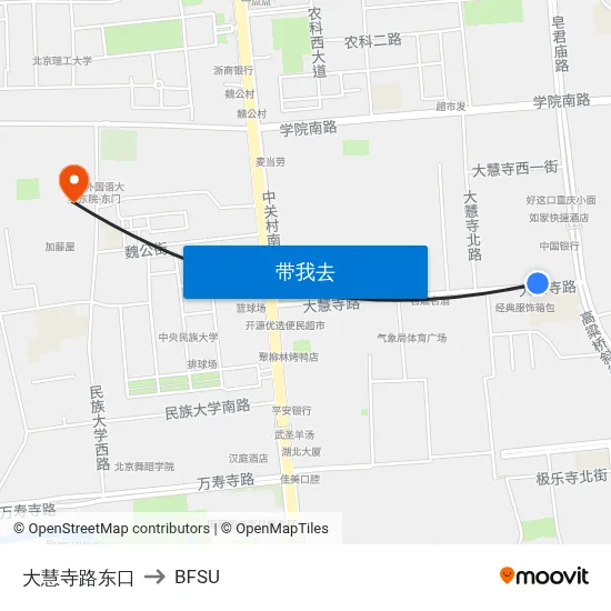 大慧寺路东口 to BFSU map
