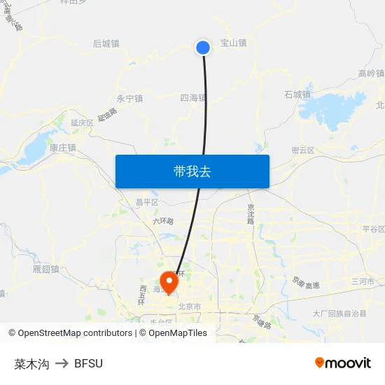 菜木沟 to BFSU map