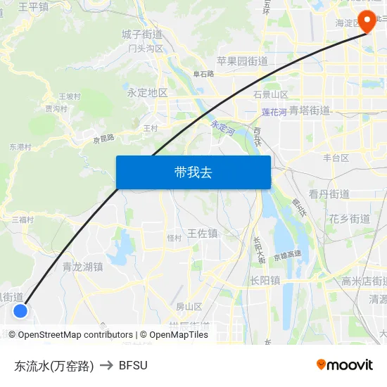 东流水(万窑路) to BFSU map