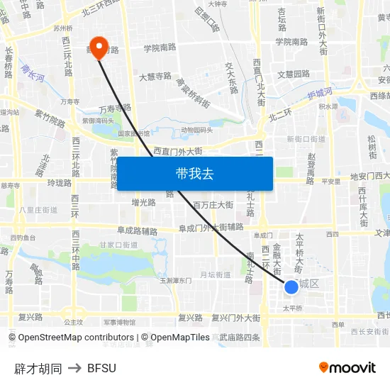 辟才胡同 to BFSU map