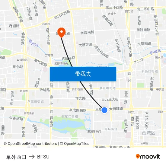 阜外西口 to BFSU map