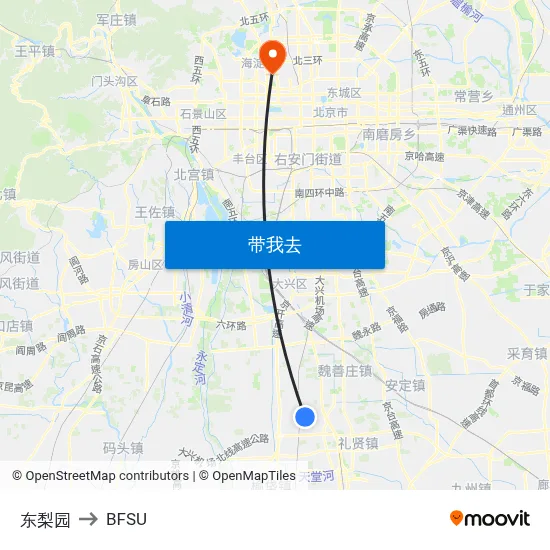 东梨园 to BFSU map