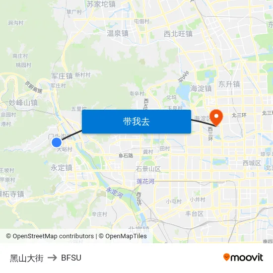 黑山大街 to BFSU map