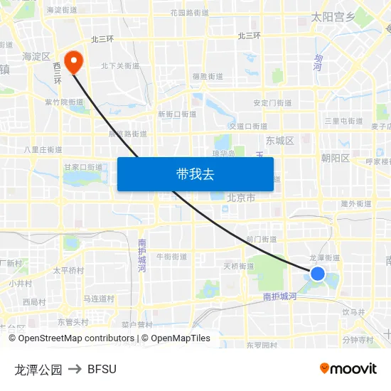 龙潭公园 to BFSU map
