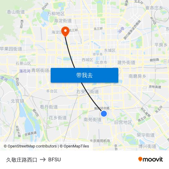 久敬庄路西口 to BFSU map