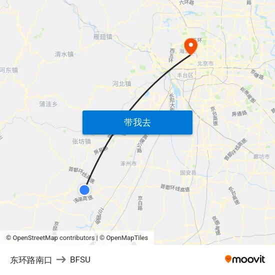 东环路南口 to BFSU map