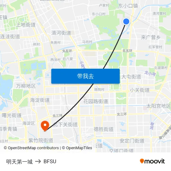 明天第一城 to BFSU map