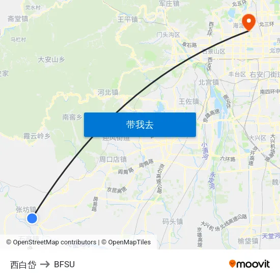 西白岱 to BFSU map