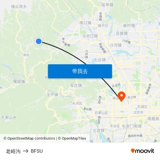 老峪沟 to BFSU map
