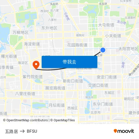 五路居 to BFSU map